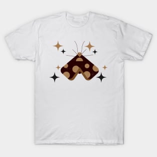 moth insect with stars illustration, ,moth insect, with stars ,illustration, vintage, horror, insects, flying insects, moth stars and moon, moth stars, T-Shirt